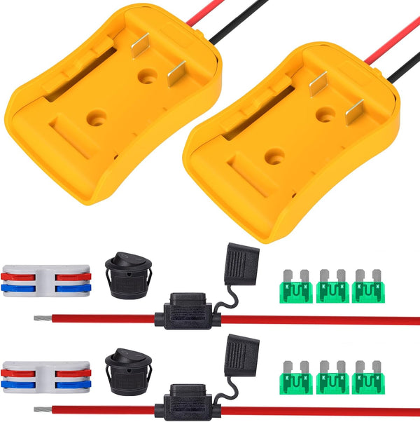 Power Wheels Adapter for Dewalt 20V Battery Adapter Kit with Fuses Holder and Switch for RC Car Toys (2 Pack)