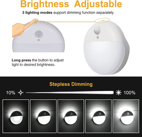 YUNLEX 6 Pack 2.6" 3 Dimmable Closet, Battery Night Light, Toilet Lights, Small Motion Senor Light, Stick on Lights