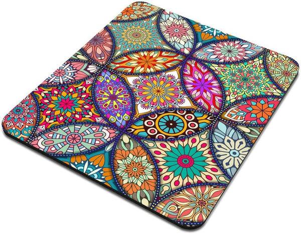 Vintage Decorative Elements Mouse Pad - Mandala Design, Non-Slip Rubber for Office Use