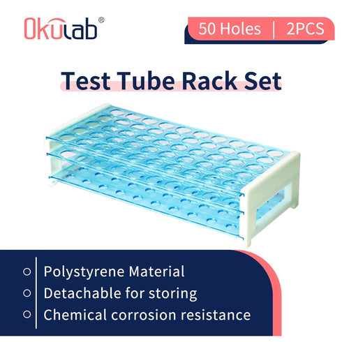 Detachable Plastic Tube Rack Set, 2pcs, Suitable for Tubes of Dia.=17mm, 50 Holes Test Tube Holder, for Classroom, Lab,TTRP50A2