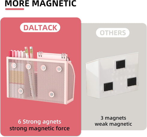DALTACK Magnetic Pencil Holder - 3-Grid Mesh Magnetic Shelf for Refrigerator, Organizer for Home, School, Office