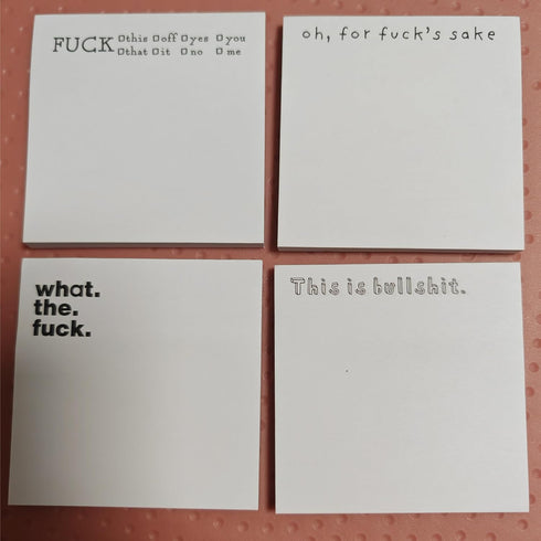 Funny Sticky Note What The Fucks F*ck Sticky Notepad Novelty Notepads, Funny Sassy Rude Desk Accessory Gifts for Friends, Co-Workers, Boss (Set of 4)