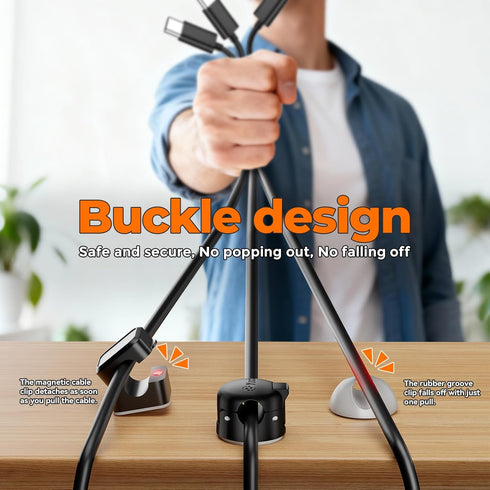 Yocice 6 Pack Spring Cable Clips,Cord Organizer with Clasp Lock Desk Cable Management Cord Holder Adhesive Phone