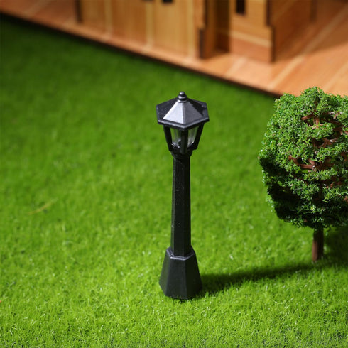 3pcs PartyKindom Mini Street Light Model: Miniature Lamp Post Black Outdoor Pathway Lantern Post for Dollhouse Village