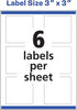 Avery Square Labels, 3" x 3", 30 Glossy White Labels with Sure Feed Technology (36480)