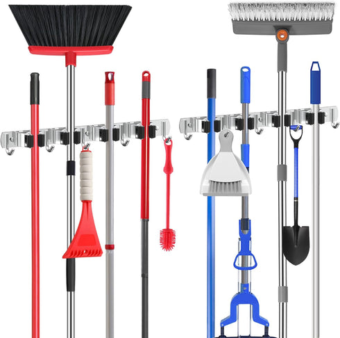 nacena 2 Pack Broom Holder Wall Mount Mop Hanger, Stainless Steel 4