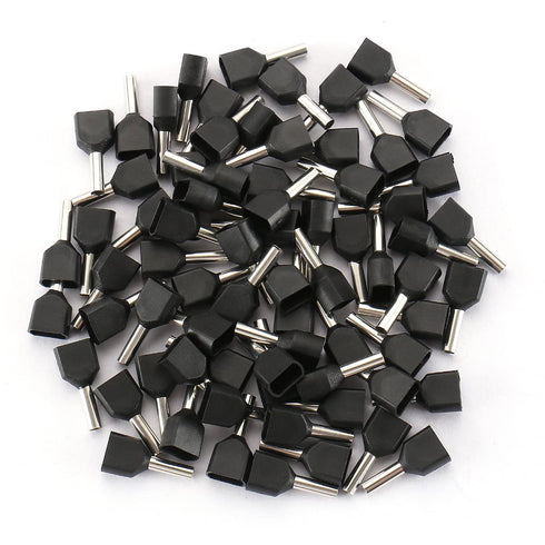 Baomain 100 Pack of AWG 16/1.5mm² Copper Crimp Connector Twin Insulated Ferrule Pin Cord End Terminal TE1508 Black