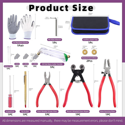 Swpeet 10Pcs Grozer Glass Cutter Tools Kit, Mosaic Wheeled Glass Tile Nippers, Glass Running Pliers, Breaker Pliers