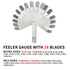 2 Pack Feeler Gauge with 32/26 Blades and 1 Pack Offset Feeler Gauge with 16 Blades - Stainless Steel Dual Marked