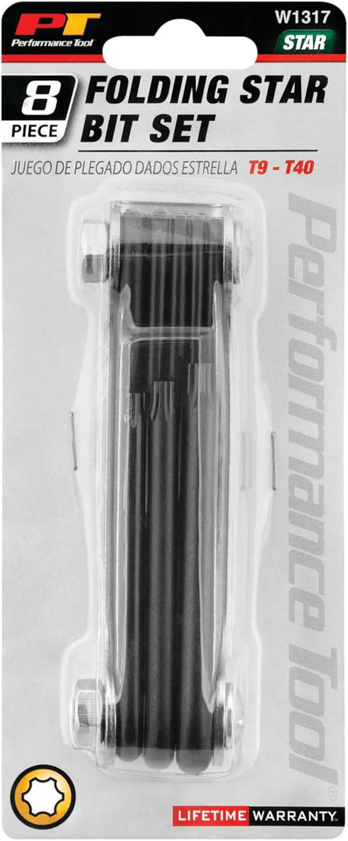 8-Piece Star Key Set with Rust-Resistant Finish, Sizes T9-T40 - Performance Tool W1317