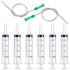 6pcs 20ml Plastic Syringes with 2pcs 13inch Tubing for Liquid in Scientific Lab, Pet Feeding, Glue Syringe for Craft