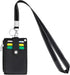 HASFINE ID Badge Holder with PU Leather Zipper Pocket & Lanyard, 2 Sided 5 Card Slots, Detachable Keychain Lanyard
