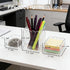 Set 3, YAGELI Clear Acrylic Desk Organizer of Magnetic Modular Pen Holder with Sticky Notes & Paperclip Tray, Aesthetic