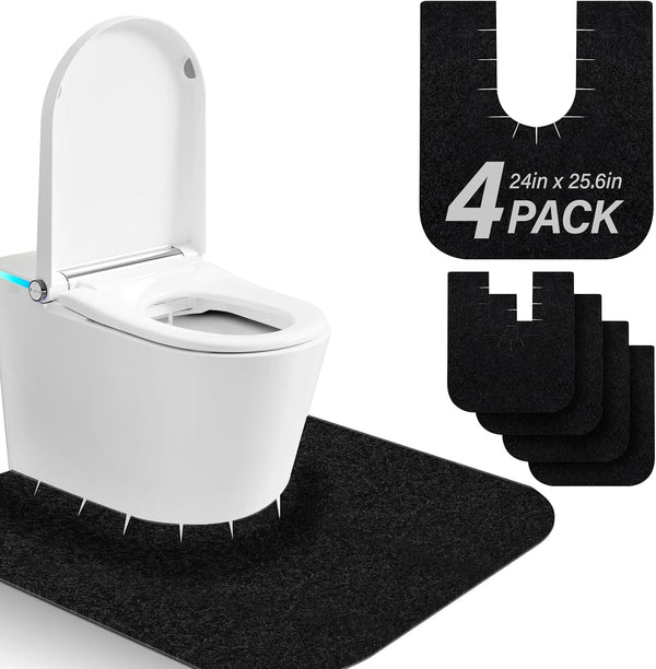 4 Pack Toilet Mats,Upgrade Toilet Floor Protector from Urine,Toilet Rugs U Shaped