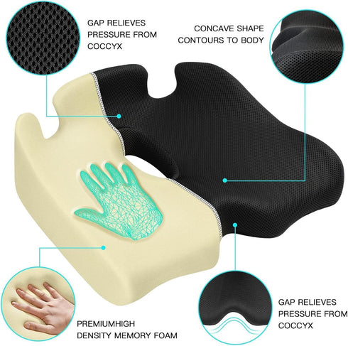 Tailbone Benazcap X Large Memory Seat Cushion for Office Chair Pressure Relief Sciatica & Pain Relief Memory Foam Firm