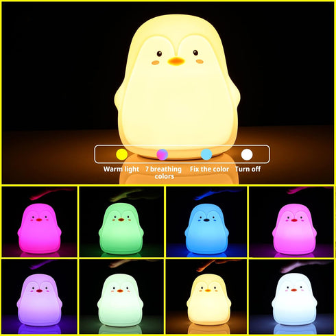 7 3 LOVERUIS Baby Night Lights Pudgy Penguins Colors Night Light for Baby Nursery Hours Timer Cute Night Light Gift Kid