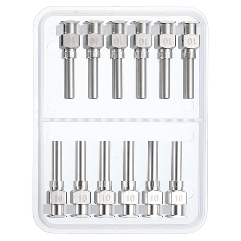PATIKIL 10Ga x 0.5 Inch Stainless Steel Dispensing Needle Tips, 12Pcs Blunt Tips Luer Lock for Thick Glue Ink Lab