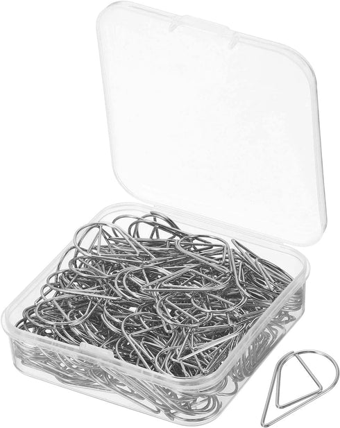 MECCANIXITY 150 Pieces Drop-Shaped Metal Paper Clips, 1 Inch Silver Tone with Box for Crafts, Organizing Office, Home