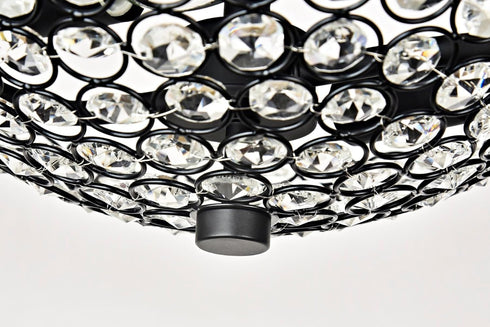 (Bulb Semi Flush Mount Ceiling Light, Clear Crystal Glass Beads Bowl Shade Lighting Fixture Black Crystal Chandelier