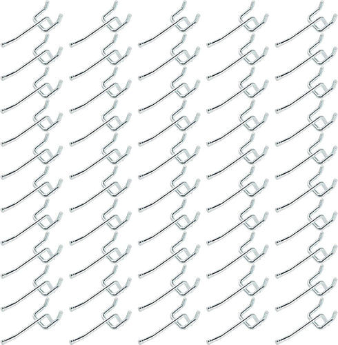 Pegboard Hooks, Large Diameter 50-Pack, 2 Inch L Shape Heavy Duty Galvanized Hooks for Pegboard