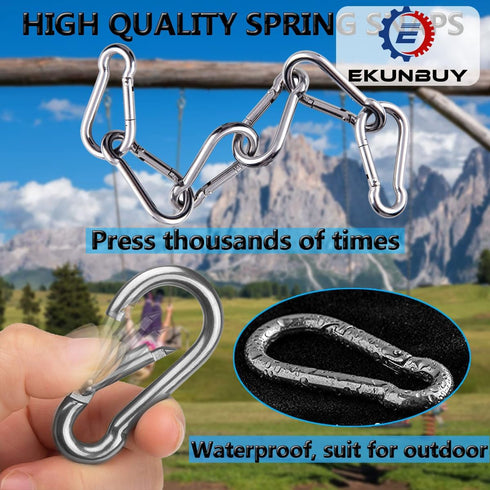 Spring Snap Hooks, 304 Stainless Steel Heavy Duty Clip for Rope Connector, Small Snap Clamp for Outdoor Travel