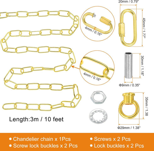 10 65 lbs PATIKIL Feet Lighting Chain for Hanging Lamp, Chandelier Chain Light Fixture Chain Load Capacity for Pendant