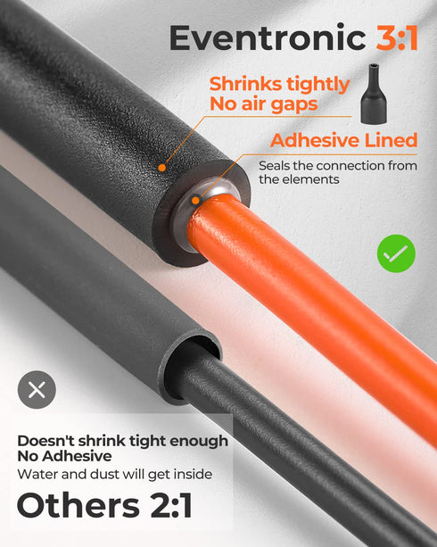 Eventronic 400 Pcs Heat Shrink Tubing Kit, 3:1 Ratio Adhesive Lined, Marine Grade Shrink Wrap