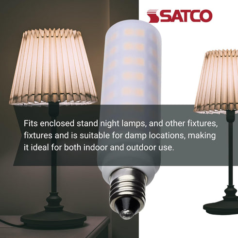 Satco 6.5W T6 Bulb, 3000K 120 Commercial, LED Mini Candelabra Frost Finish, Soft White, Volt, Residential Indoor