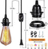 Mikniri Kit,4 Pack E26 E27 12.14FT Dimmable Vintage Plug in Hanging Light Industrial Style Pendant Lighting Lamp Socket