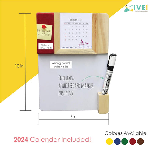 IVEI Warli Calendar with Pin Board & White Board - Magnet Board Calendar for Fridge, Mini Calendar with Whiteboard &