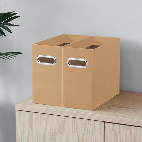 Oterri Small File Organizer, Collapsible Cardboard File Box for Letter Size, Portable with Handle