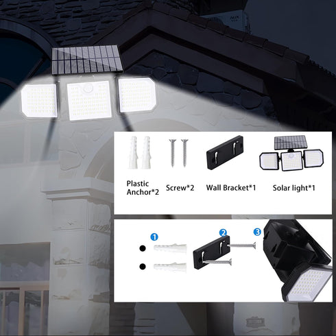siarenomo Lights,2500LM 167 LightsIP65 Waterproof270Wide 3 Modes3 (2) Solar Outdoor LED Motion Sensor Outdoor Angle