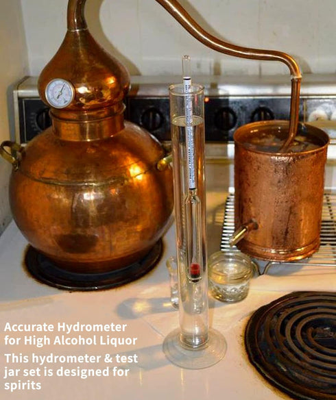 Hydrometer Alcohol Meter Kit, 0-200 Proof & Tralle with Test Jar for Liquor/Moonshine/Spirits