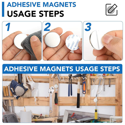 LOVIMAG Strong Neodymium Disc Magnets, Rare Earth with Double-Sided Adhesive, 1.26 inch x 1/8 inch, Pack of 12