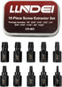 LLNDEI 10 Pieces Screw Extractor Set, Hex Head Easy Out Bolt Extractor, Multi-Spline Ez Out Stripped Fastener Tool