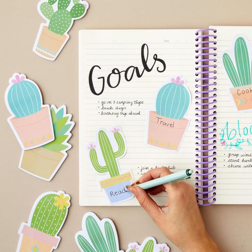 Paper Junkie 6-Pack Cactus Sticky Notes, 2.75 x 4.5 in Multicolor, 120 Sheets, Cactus Gifts & Teacher Gifts