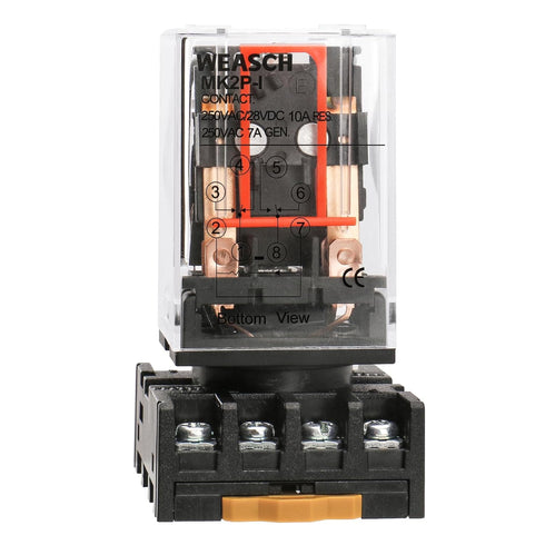 2Pcs Power Relay MK2P-I, AC 110V Coil, DPDT, 8 Pin with Plug-in Terminal Socket Base PF083A