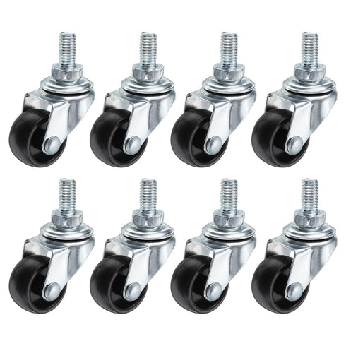 PATIKIL 1 Inch Stem Casters, 8 Pack Wire Shelf Caster Wheels Threaded