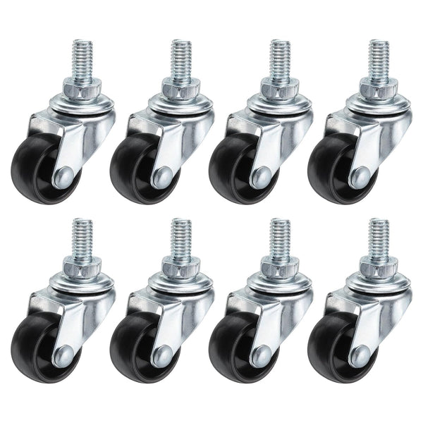 PATIKIL 1 Inch Stem Casters, 8 Pack Wire Shelf Caster Wheels Threaded