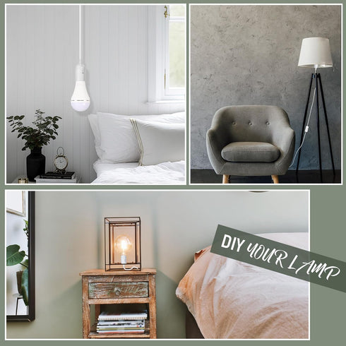 6 Bulb 8.2Ft E26/E27 Pcs Light Socket Extension Hanging Lantern Cord Cable Lamp Cord with Switch Pendant Light Socket