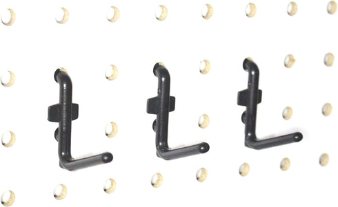 JSP Manufacturing Plastic L Style Peg Board Hook Kit, Garage Tool and Craft Storage Organizer (200, Black)