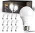 dalattin 12 Pack A19 LED Bulbs, 9W Equivalent 60 Watts, 5000K Daylight, 800 LM