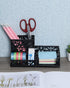 EasyPAG Desk Organizer with 3 Compartments for Pencil, Sticky Note Holder, Office Accessories (Black)