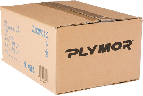 Plymor 4" x 7" Zipper Reclosable Plastic Bags (Case of 1,000), 2 Mil