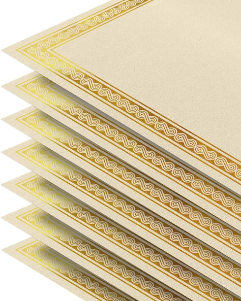 Better Office Products 50 Sheet Award Certificate Paper, Gold Foil Metallic Border, Ivory Letter Size