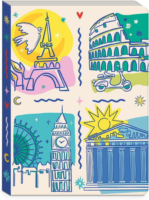 Punch Studio Molly & Rex Destinations Multi Softcover Journal, Perfect for Travel and Daily Writing