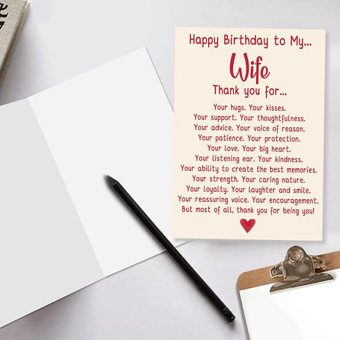 BENNLOOS Funny Birthday Card for Wife, Romantic Birthday Card from Husband, Sweet Wife Birthday Gift Ideas for Women