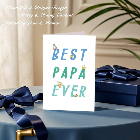 LYMEQING Best Papa Ever Card, Funny Fathers Day Card for Dad Daddy Pop, Sweet Lovely Fathers Day Gift from Kids