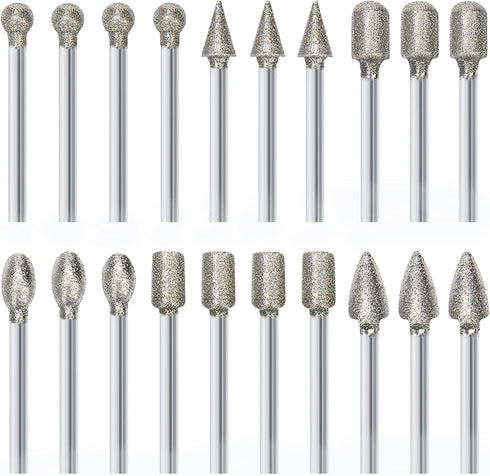 Stone Carving Set, Polishing Diamond Burrs, Rotary Tools Accessories for Engraving, Grinding, Polishing