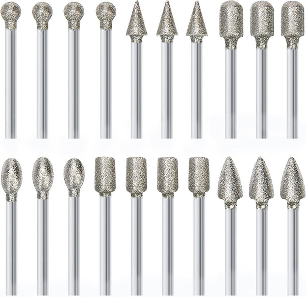 Stone Carving Set, Polishing Diamond Burrs, Rotary Tools Accessories for Engraving, Grinding, Polishing
